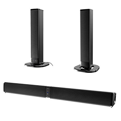 Soundbar TV Sound Bar Wired & Wireless Sound Speaker, Detachable Soundbar Home Theater Dual Connection Methods for TV PC Smartphones Music and Movie