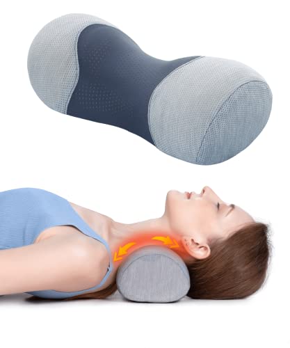 Bespilow Small Neck Roll Pillow for Sleeping, Neck Pillows for Pain Relief | Travel Cervical Support Pillow for Bed Sleep, Round Contour Memory Foam Bolster for Back Sleepers, Breathable Cover, Odorless