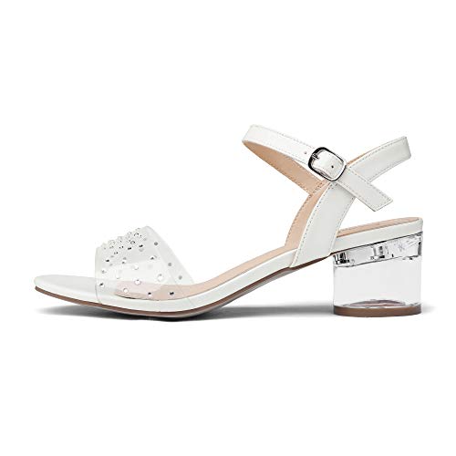 clear low block heels