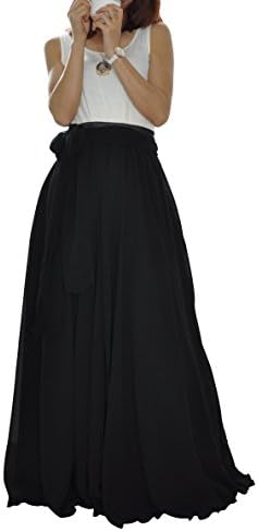 Melansay Beatiful Bow Tie Summer Beach Chiffon High Waist Maxi Skirt