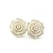 Large Rose Earrings on Plastic Posts for Metal Sensitive Ears, Winter White