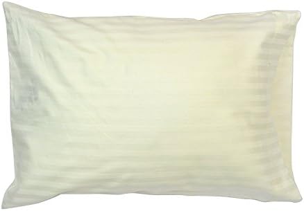 Set of 2 - Toddler Travel Pillowcase 500 Thread Count 12"x16" Size, Ivory Striped, with 100% Egyptian Cotton