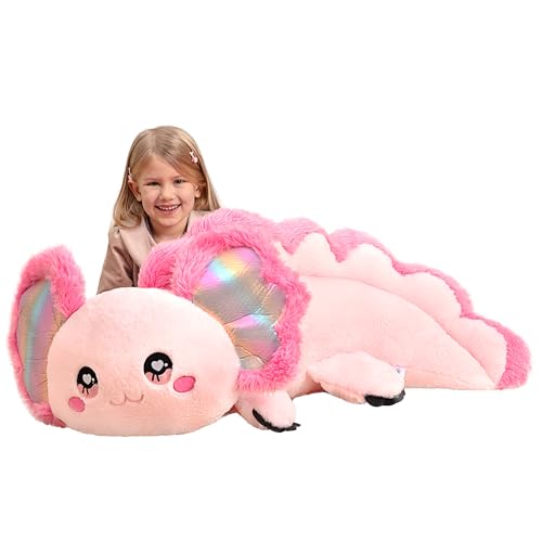 IKASA Groß Molche Axolotl Kuscheltier Riesen Stofftier,80cm Gross Plüschtier Riesige Plüsch Spielzeug,Geschenk für Kinder