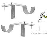 MEELLION Curtain Rod Bracket Holders Curtain Rods 2 PCS Single Window Frame Curtain Rod Brackets Holders (Silver)