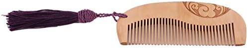 kemai Wood Comb with Tassel Fine Tooth Comb Lightweight Beard Hair Comb Double Carved Family Combs for Women Men,Purple