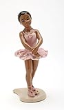 Cosmos Gifts Fine Porcelain African American Ballerina Ballet Dancer Girl in Pink Tutu Dress Figurine, 6-1/8