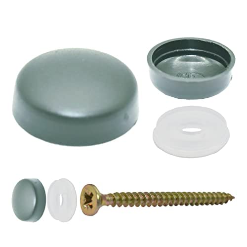 Snap-On Two Piece Dome Screw Cover Caps - Pack of 50 Small Gloss Caps & Bases : Wedgewood Grey