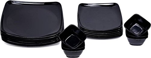 Roni Wares Pack of 18 Premium Heavy Quality Black Dinner Set (Melamine)