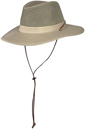 SPF 50+ Vented Outback Safari Sun Hat w/Chin Strap, Mesh Crown Breezer Cap