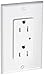 Leviton 5280-W 15 Amp, 125 Volt, Decora Plus Duplex Surge Suppressor Receptacle, Straight Blade, Industrial Grade, Self Grounding, White primary