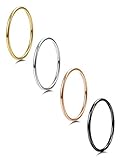 FIBO STEEL 4 Pcs 1MM Stainless Steel knuckle Stacking Rings for Women Girls Wedding Engagement Rings 7,Dome