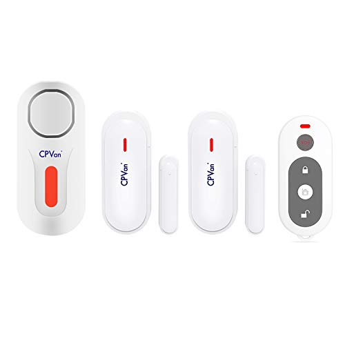 CPVAN Window Door Security Alarm Sensor, DIY Wireless Home Security Burglar Alarm System with 1 Siren Unit, 2 Magnetic Sensors and 1 Remote Control, Easy Installation, Ideal for Home/Apartment-CP1