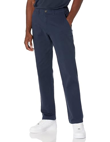 Amazon Essentials Men's Relaxed-Fit Casual Stretch Khaki, Navy, 33W x 29L at Amazon