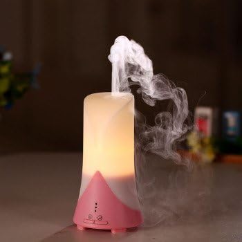 TERUTERU - Ultrasonic Humidifier USB Air Purifier Aroma Diffuser Spray with Time Setting, Cool Air Humidifier, Warm White LED Lamps (Pink)