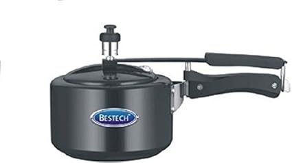 Bestech Hard Anodized Pressure Cooker with Inner Lid, Induction Compatible + Gas Stove with 5 Year Warranty (3.0 L)