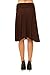 Womens Basic Solid Stretch Fold-Over Flare Midi Skirt (Brown-M)