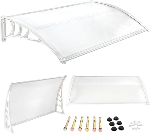 SEXYBIRDS Marquesina para Ventana Exterior, Marquesinas Exterior para Puertas y Ventanas, Tejadillo de Exterior 90 * 100cm, Toldo para Ventana, Toldo de Lluvia para Ventana con Placa de Policarbonato