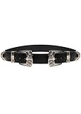 Wink Gal Women's Western Cowgirl Double Buckle Belt Gold