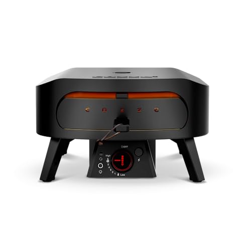 Cozze 13 Inch Gas Pizza Oven with Rotating Pizza Stone – 28mbar Propane Outdoor Pizza Oven, Portable Durable Build, Fire & Stonebaked Pizzas, Triple Burners, Inbuilt Thermometer, Gas Hose & Regulator