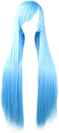 32" 80cm Long Straight Anime Cosplay Wigs Heat Resistant Wig(Light Blue)