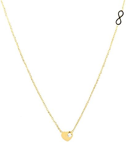 Endearing Gold Tone Designer "Lovely" Engraved Heart Necklace with Twinkling Swarovski Style Crystal