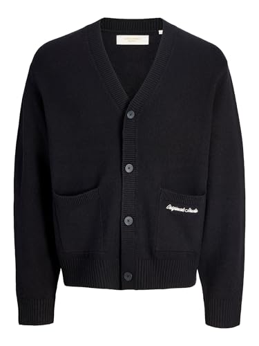 JACK & JONES Chaqueta de Punto Jornorrebro para Hombre, Negro, XXL