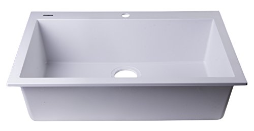 ALFI brand AB3020DI-W Drop-In Single Bowl Granite Composite Kitchen Sink, 30", White - Thumbnail 3