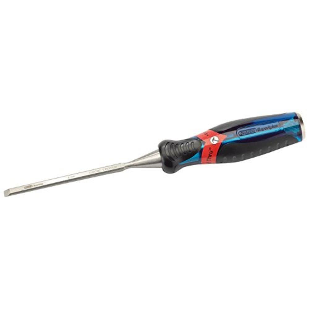 Draper 24402 Expert Bevel Edge Wood Chisel, Soft Grip with 'Pound Thru' End Cap, 6mm, 34.2cm x 5.2cm x 3.1cm, Blue
