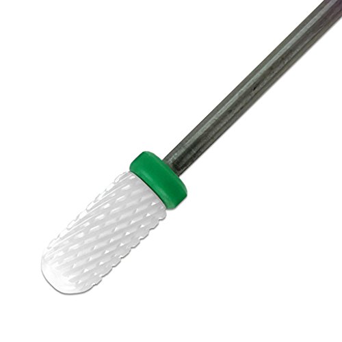 Beauticom Professional USA Ceramic White Smooth Top Small Barrel Bit Nail Drill (Grit: COARSE) 3/32" Shank Size