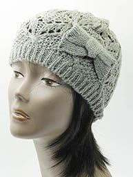 Women's Grey Knitted Winter Beanie with Metallic Thread. 100% Acrylic. One Size.