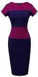 Homeyee Women's Patchwork New OL Casual Career Pencil dress U463 (M, Carmine)