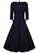 ReoRia Women's 50s Style 3/4 Sleeve Rockabilly Pinup Vintage Dress (Premium)
