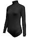 BEKDO Womens Basic Solid Turtleneck Long Sleeve Bodysuit with Stretch-M-BLACK