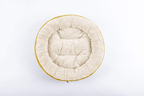 Love's cabin Round Donut Cat and Dog Cushion Bed, 20in Pet Bed for Cats or Small Dogs, Anti-Slip & Water-Resistant Bottom, Super Soft Durable Fabric Pet beds, Washable Luxury Cat & Dog Bed Yellow - Thumbnail 2