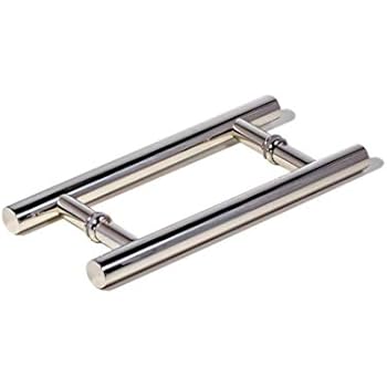 8 Inch Round Shape Bar Stainless Steel Modern Contemporary Entry Door Handle Bar Ladder Pull Shower Glass Sliding Barn Door Entrance Interior Exterior Door Pull Push Chrome Mirror Polish Finish