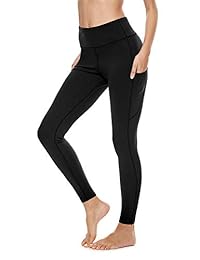 Baleaf - Leggings de talle alto para mujer, pantalones de yoga, bolsillos laterales, control de abdomen, levantamiento de glúteos