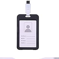 Wikiwand Badge Holder Portable Double-Sided Transparent Employee Plastic ID Card Holder(Black)