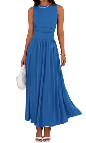 BTFBM Summer Maxi Dresses for Women Sleeveless Casual Dress,Blue,S - Used condition - US$38.69
