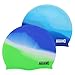 Aegend 2 Pack Kids Swim Cap for Girls Boys Age 3-8, Waterproof Swim Cap Kids Durable Silicone Swimming Cap for Long Hair, Blue & Green