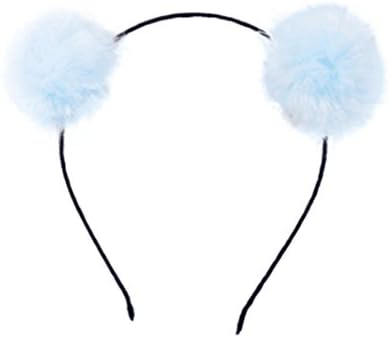 Hever Fluffy Fur Ball Pompom Headband for Kids Cat Ears Panda Hair Loop Party Cosplay