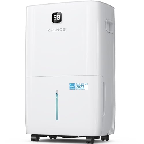 Kesnos 150 Pints Energy Star Dehumidifier for Home & Basement with Drain Hose, Front LED Display and 2.12 Gal Water Tank, Ideal for Spaces up to 7,500 Sq. Ft., Featuring Auto Defrost & Timer Function