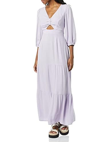 Goodthreads Women's Fluid Twill Puff Sleeve Cutout Maxi Dress