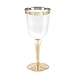 25 Gold Rimmed Disposable Plastic Wine Glasses | Large 10 oz. Premium Clear Hard Plastic Fancy Wine Cups for Weddings & Events (25-Pack) by BloominGoods