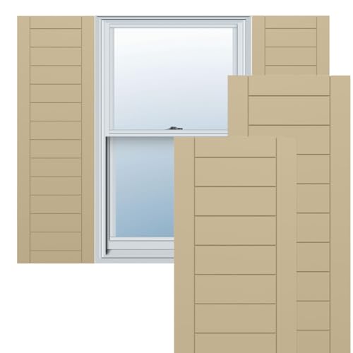Ekena Millwork TFP001HF18X065NT True Fit PVC Horizontal Slat Framed Modern Styl…