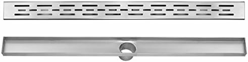 DreamDrains 42 in Stainless Steel Linear Shower Drain - Bars Pattern Drain- Easy Installation Linear Drain Kit (Brushed Finish, 42 x 2.75 in)