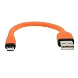 dCables Bendy & Durable Short Micro USB Charging Cable - 7 Inch - Orange - for Android