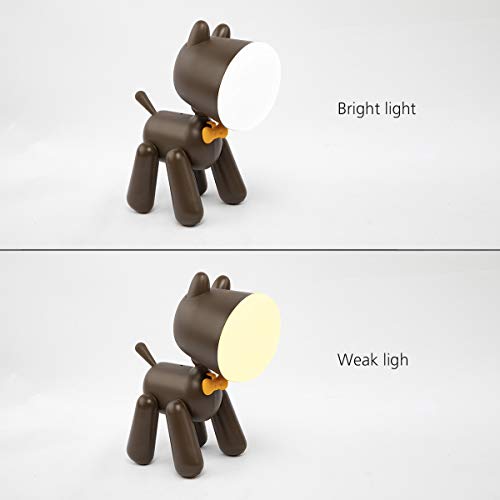 Ear&Ear Cute Night Light for Kids Table lamp for Reading Dog Night Light for Boys and Girls, Christmas Gift with 2 Lighting Modes-Brown