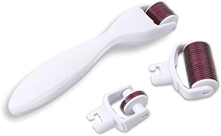 Three-In-One Microneedle Face Roller Massager for Acne Scars, Stretch Marks and Wrinkles Skin Care (0.5mm, 1.0mm, 2.0mm)