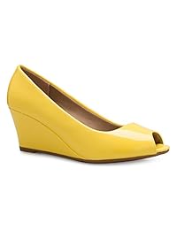 OLIVIA K Zapato de tacón con cuña y puntera abierta para mujer, cómodo, adorable