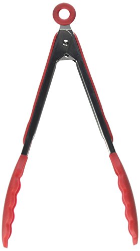 Silicone Chef Original Locking Non-Stick Kitchen Tongs 9-inch (Red)
